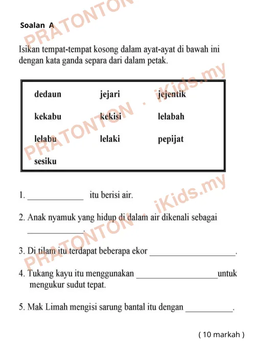 Pratonton muka 1 lembaran Latihan Bahasa Melayu — Bahasa Melayu Tahun 3