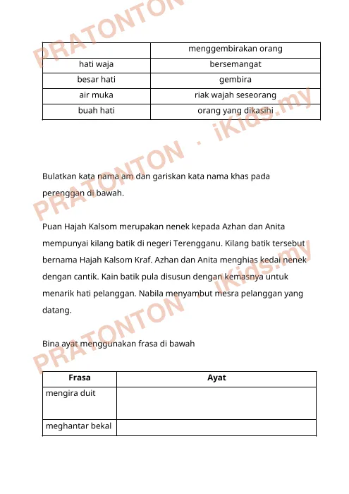 Pratonton muka 3 lembaran Latihan Bahasa Melayu — Bahasa Melayu Tahun 3