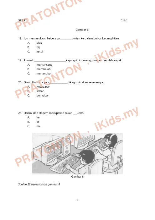 Pratonton muka 6 lembaran Latihan Bahasa Melayu — Bahasa Melayu Tahun 3