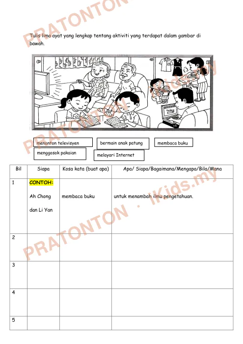 Pratonton muka 1 lembaran Latihan Bahasa Melayu — Bahasa Melayu Tahun 3