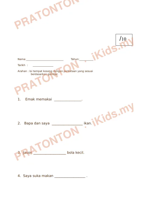Pratonton muka 4 lembaran Latihan Bahasa Melayu — Bahasa Melayu Tahun 3