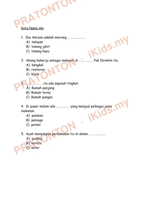 Pratonton muka 1 lembaran Latihan Bahasa Melayu — Bahasa Melayu Tahun 3