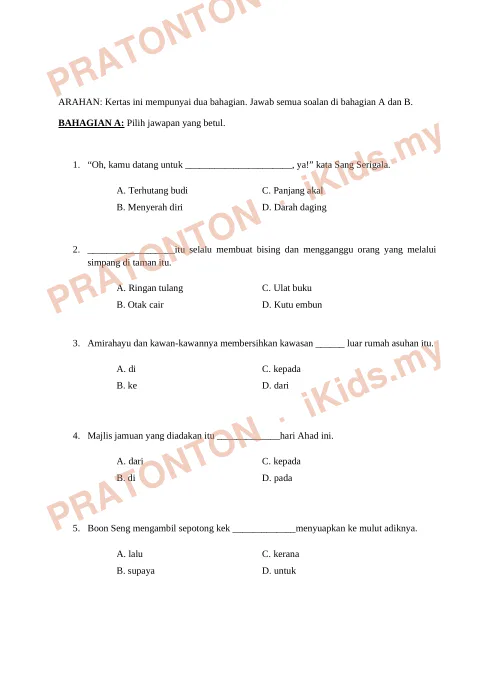 Pratonton muka 1 lembaran Latihan Bahasa Melayu 10 — Bahasa Melayu Tahun 3