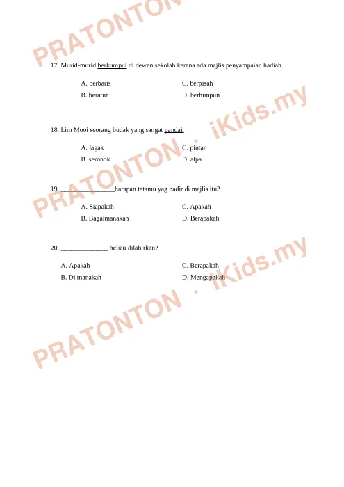 Pratonton muka 4 lembaran Latihan Bahasa Melayu 10 — Bahasa Melayu Tahun 3