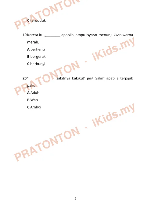 Pratonton muka 6 lembaran Latihan Bahasa Melayu 8 — Bahasa Melayu Tahun 3
