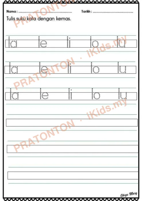 Pratonton muka 11 lembaran Latihan Bahasa Melayu Tahun 1 — Bahasa Melayu Tahun 1