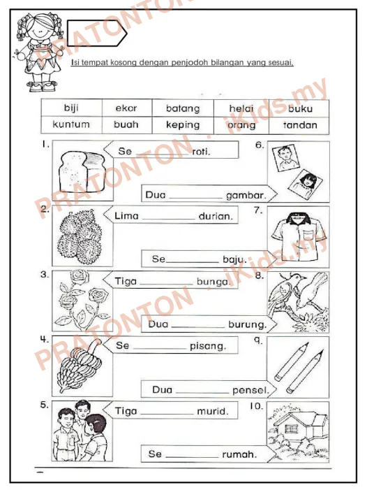 Pratonton muka 1 lembaran Latihan Bahasa Melayu Tahun 1 — Bahasa Melayu Tahun 1