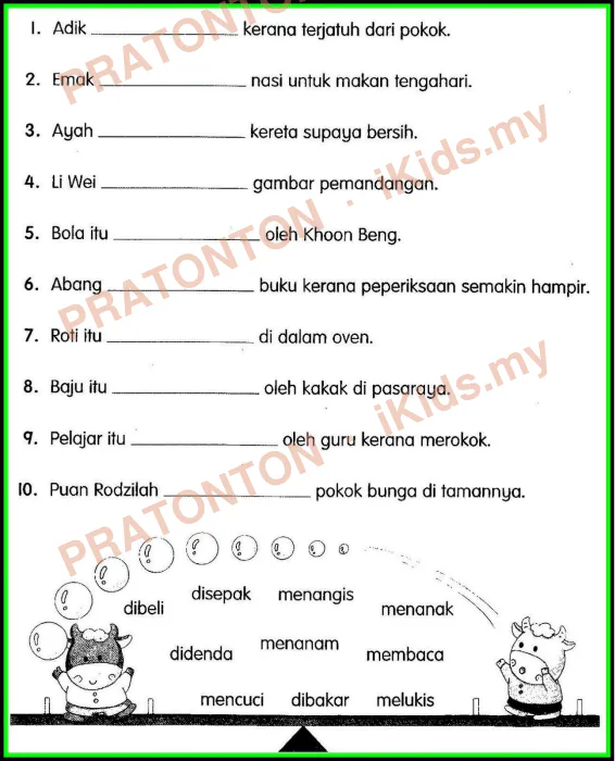Pratonton muka 1 lembaran Latihan Bahasa Melayu Tahun 1 — Bahasa Melayu Tahun 1