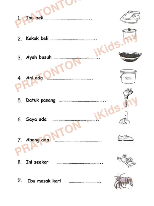 Pratonton muka 1 lembaran Latihan Bahasa Melayu Tahun 1 — Bahasa Melayu Tahun 1