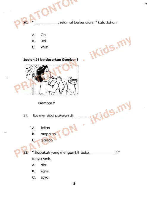 Pratonton muka 8 lembaran Latihan Bahasa Melayu Tahun 1 — Bahasa Melayu Tahun 1