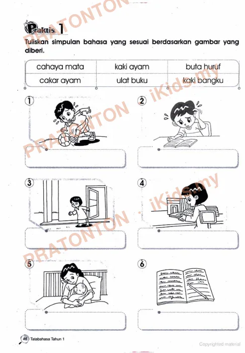 Pratonton muka 1 lembaran Latihan Bahasa Melayu Tahun 1 — Bahasa Melayu Tahun 1