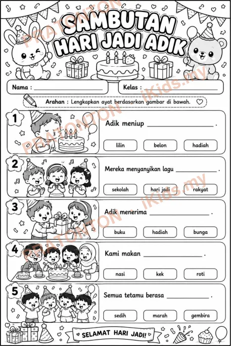 Pratonton muka 1 lembaran Latihan Bahasa Melayu Tahun 1 — Bahasa Melayu Tahun 1