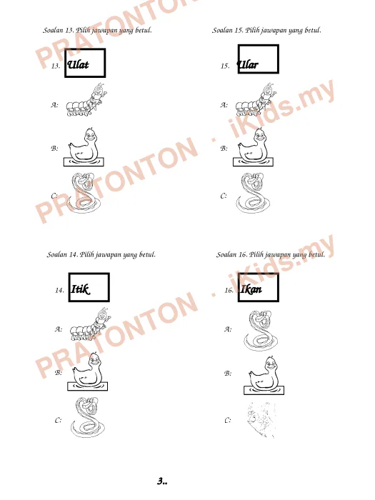 Pratonton muka 4 lembaran Latihan Bahasa Melayu Tahun 1 — Bahasa Melayu Tahun 1
