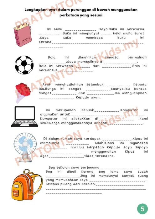 Pratonton muka 5 lembaran Latihan Bahasa Melayu Tahun 1 — Bahasa Melayu Tahun 1