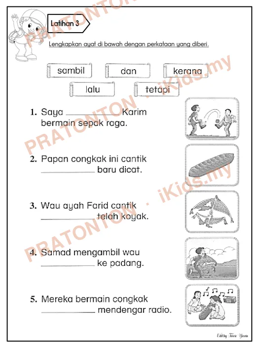 Pratonton muka 5 lembaran Latihan Bahasa Melayu Tahun 1 — Bahasa Melayu Tahun 1