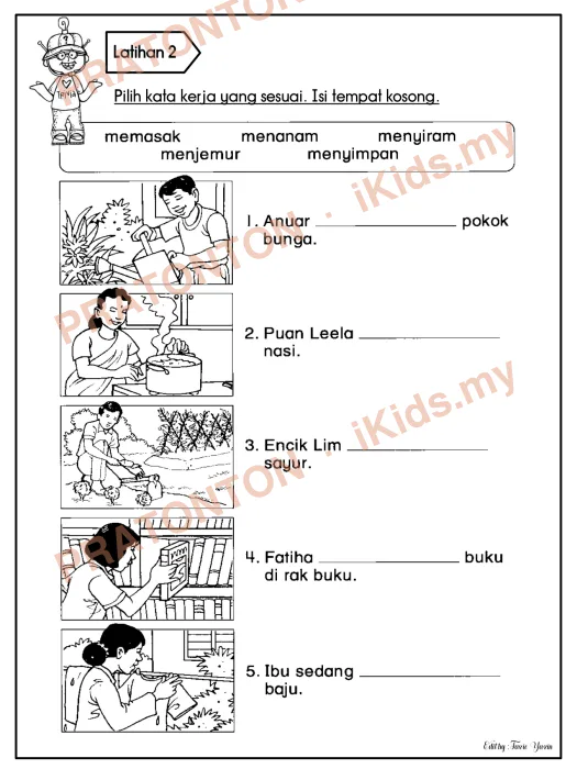 Pratonton muka 4 lembaran Latihan Bahasa Melayu Tahun 1 — Bahasa Melayu Tahun 1