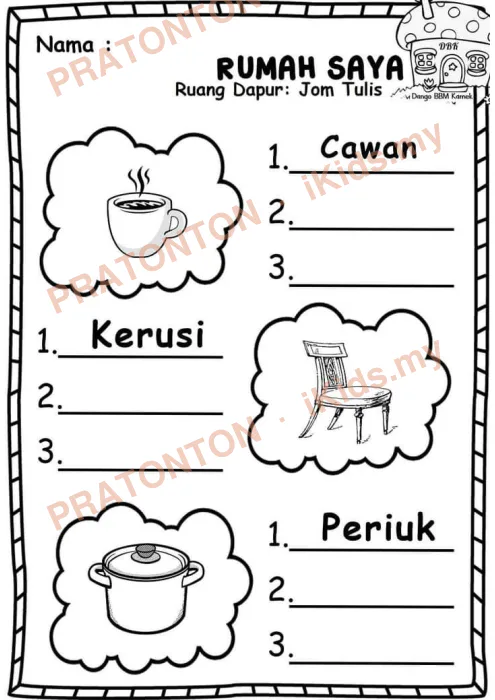 Pratonton muka 10 lembaran Latihan Bahasa Melayu Tahun 1 — Bahasa Melayu Tahun 1