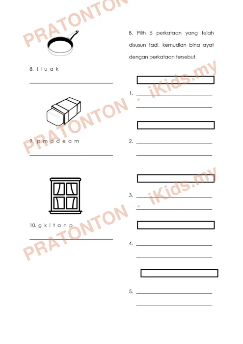 Pratonton muka 1 lembaran Latihan Bahasa Melayu Tahun 1 — Bahasa Melayu Tahun 1
