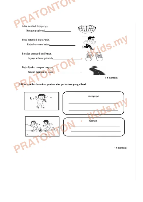 Pratonton muka 3 lembaran Latihan Bahasa Melayu Tahun 1 — Bahasa Melayu Tahun 1