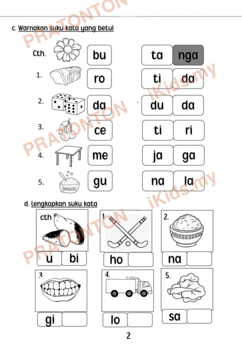 Pratonton muka 1 lembaran Latihan Bahasa Melayu Tahun 1 — Bahasa Melayu Tahun 1