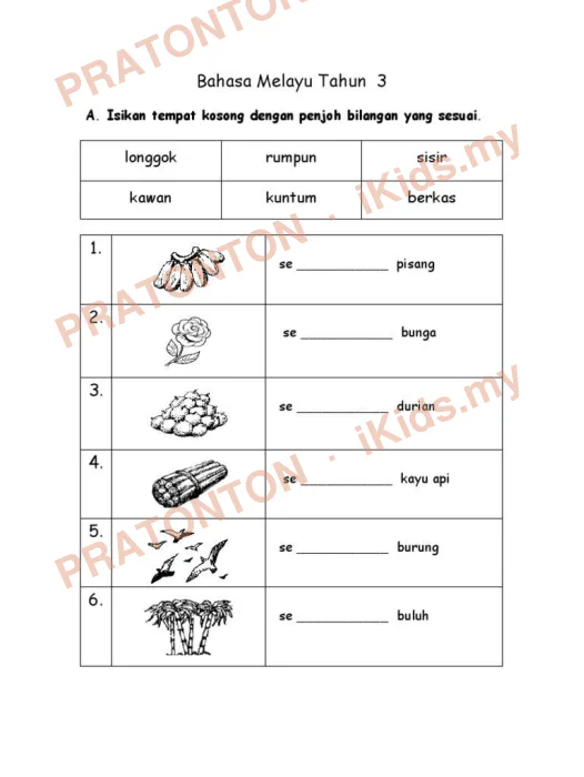 Pratonton muka 1 lembaran Latihan Bahasa Melayu Tahun 1 — Bahasa Melayu Tahun 1