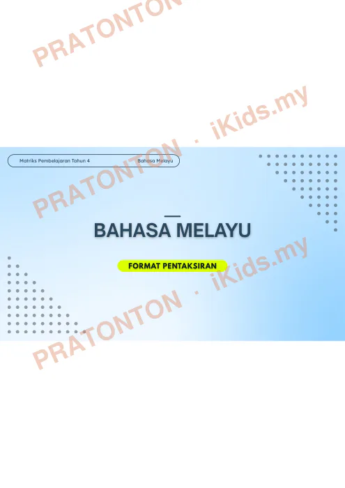 Pratonton muka 1 lembaran Latihan Bahasa Melayu — Bahasa Melayu Tahun 4