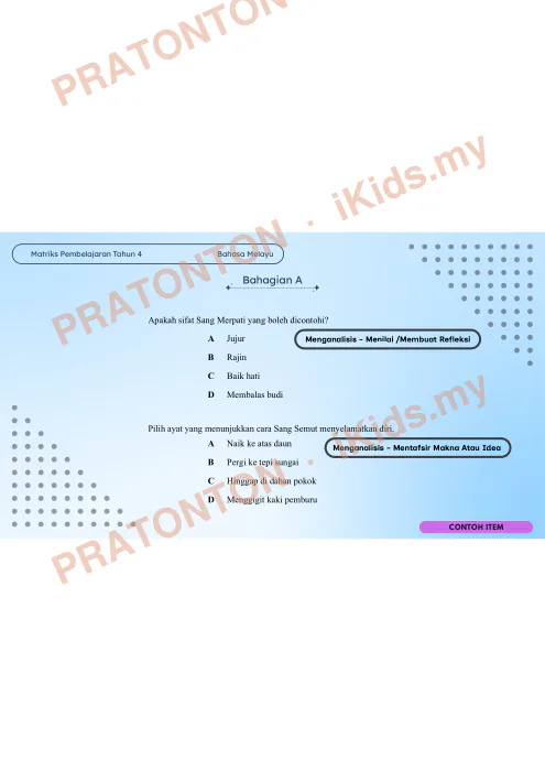 Pratonton muka 5 lembaran Latihan Bahasa Melayu — Bahasa Melayu Tahun 4