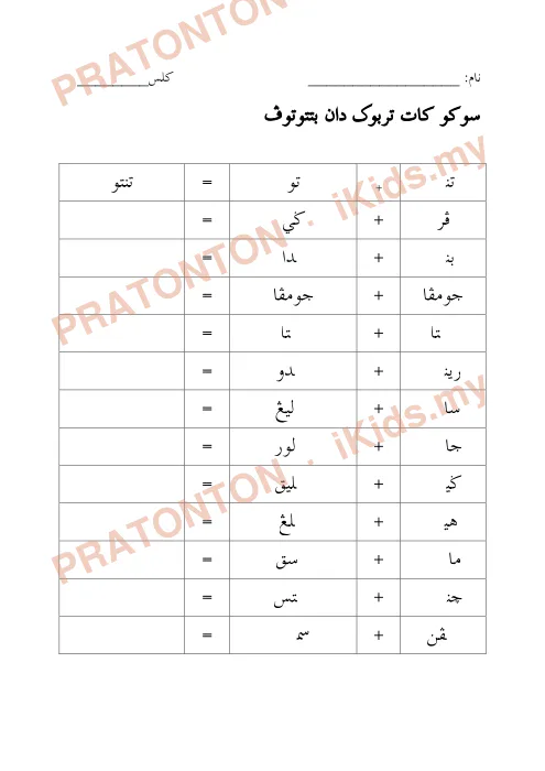 Pratonton muka 1 lembaran Latihan Jawi Tahun 6 - 2 — Jawi Tahun 6