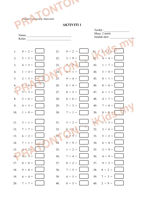 Pratonton muka 1 lembaran Latihan Matematik 10 — Matematik Tahun 2
