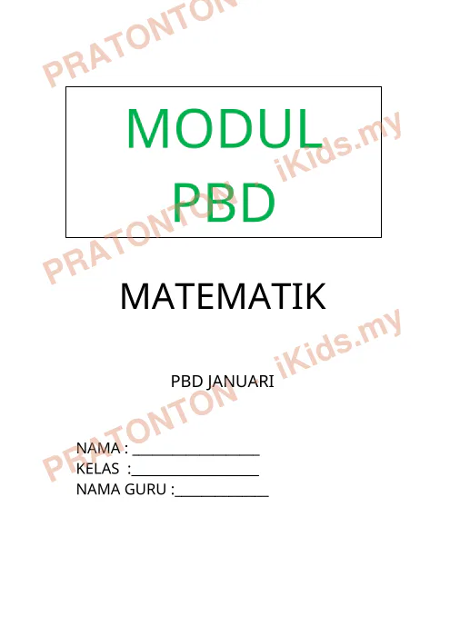 Pratonton muka 1 lembaran Latihan Matematik 16 — Matematik Tahun 3