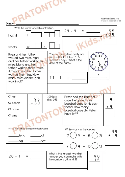 Pratonton muka 14 lembaran Latihan Matematik 21 — Matematik Tahun 2