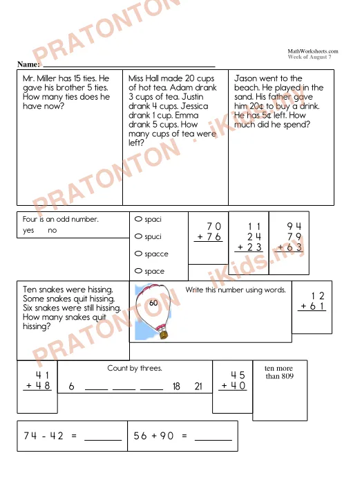 Pratonton muka 1 lembaran Latihan Matematik 23 — Matematik Tahun 2
