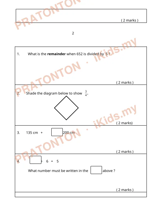 Pratonton muka 3 lembaran Latihan Matematik 28 — Matematik Tahun 3