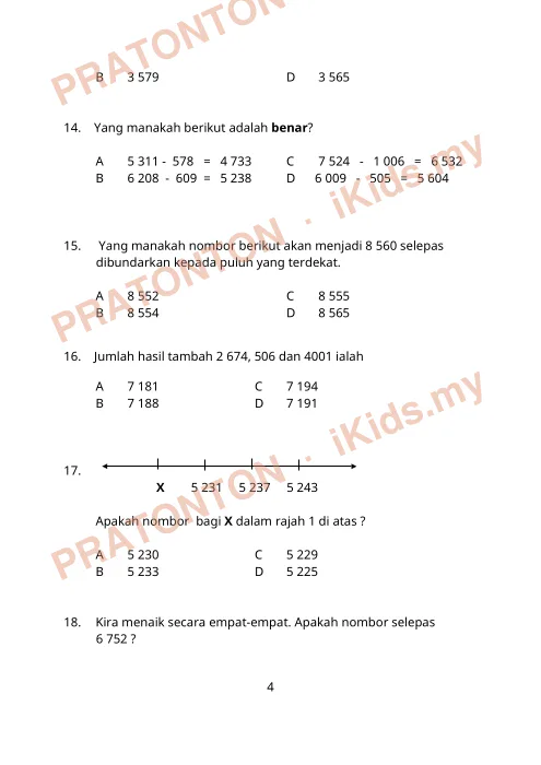 Pratonton muka 4 lembaran Latihan Matematik 27 — Matematik Tahun 3