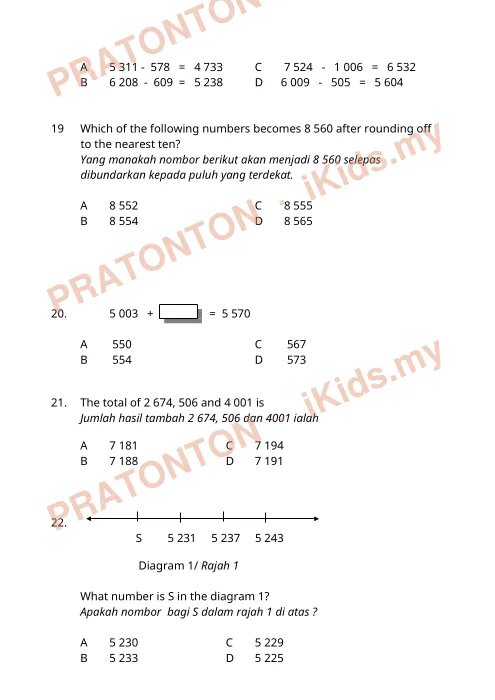 Pratonton muka 5 lembaran Latihan Matematik 26 — Matematik Tahun 3