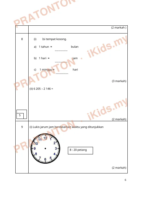Pratonton muka 5 lembaran Latihan Matematik 25 — Matematik Tahun 3