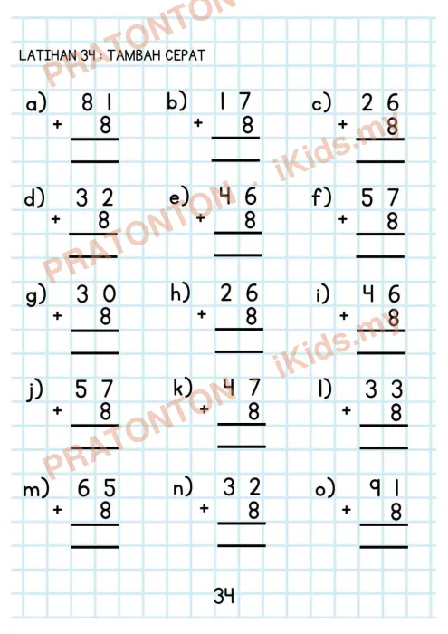 Pratonton muka 36 lembaran Latihan Matematik Tahun 1 — Matematik Tahun 1