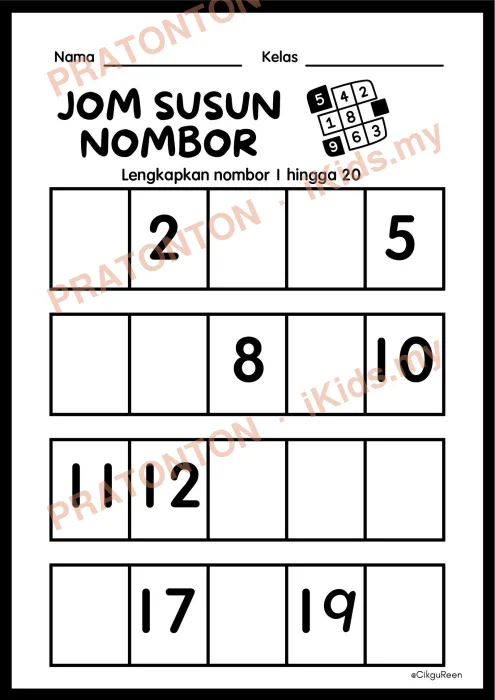 Pratonton muka 1 lembaran Latihan Matematik Tahun 1 — Matematik Tahun 1