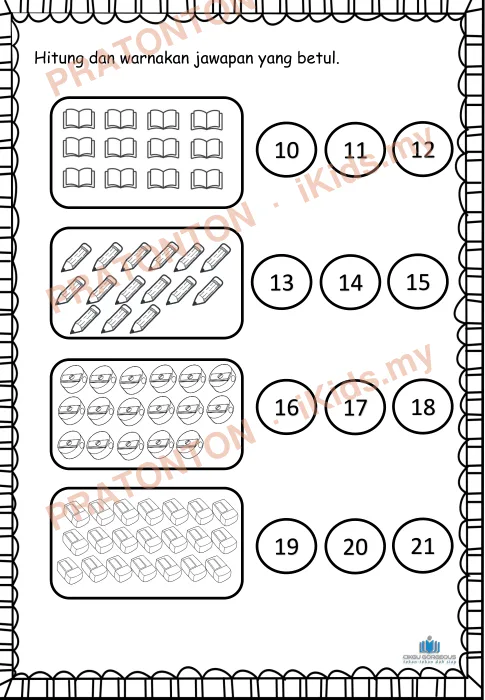 Pratonton muka 4 lembaran Latihan Matematik Tahun 1 — Matematik Tahun 1