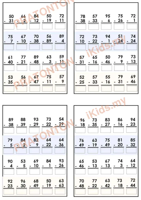 Pratonton muka 4 lembaran Latihan Matematik Tahun 1 — Matematik Tahun 1
