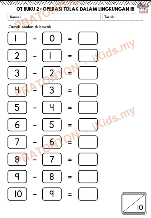 Pratonton muka 11 lembaran Latihan Matematik Tahun 1 — Matematik Tahun 1