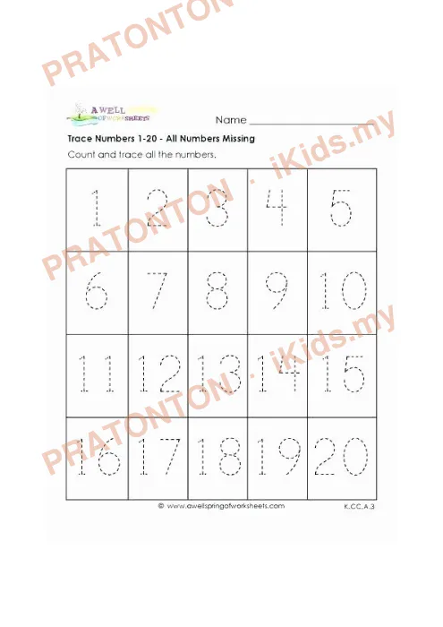Pratonton muka 1 lembaran Latihan Matematik Tahun 1 — Matematik Tahun 1