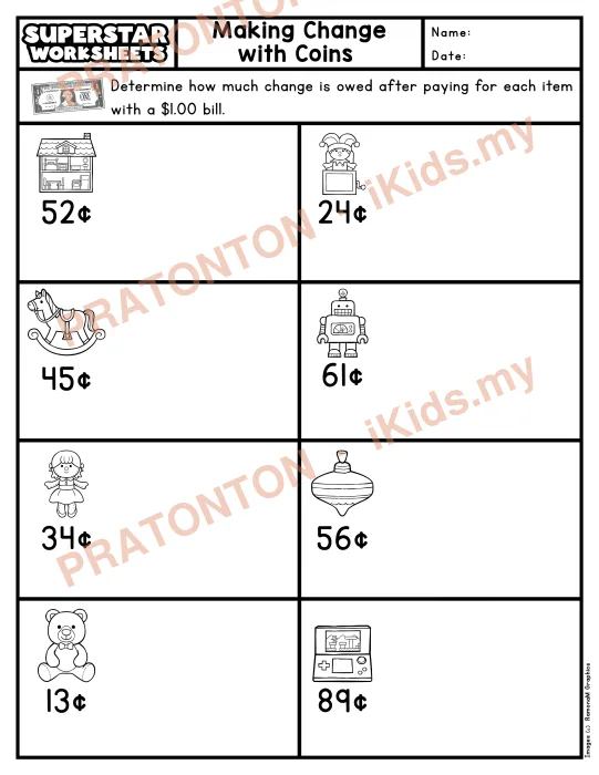 Pratonton muka 1 lembaran Latihan Matematik Tahun 1 — Matematik Tahun 1