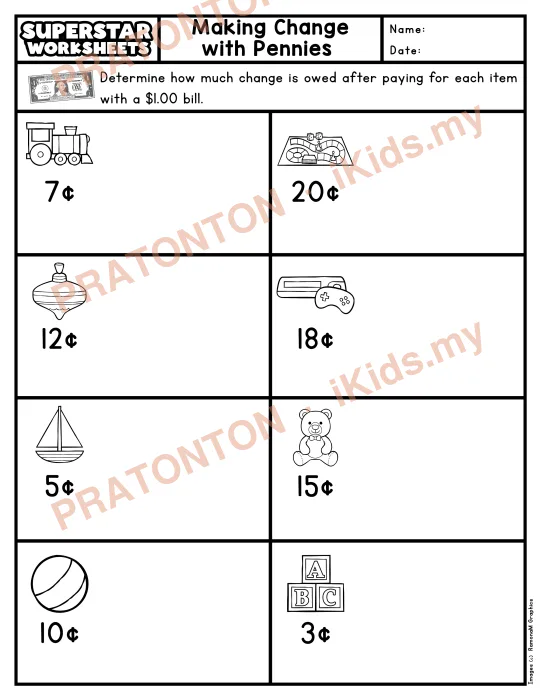 Pratonton muka 1 lembaran Latihan Matematik Tahun 1 — Matematik Tahun 1