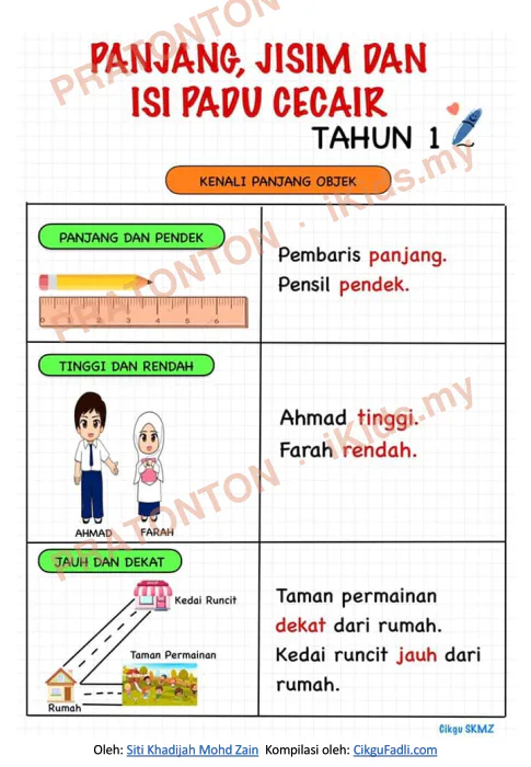 Pratonton muka 1 lembaran Latihan Matematik Tahun 1 — Matematik Tahun 1