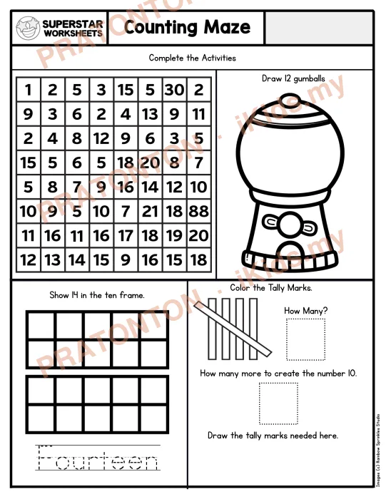 Pratonton muka 1 lembaran Latihan Matematik Tahun 1 — Matematik Tahun 1