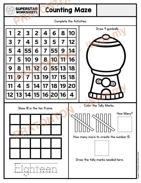 Pratonton muka 1 lembaran Latihan Matematik Tahun 1 — Matematik Tahun 1