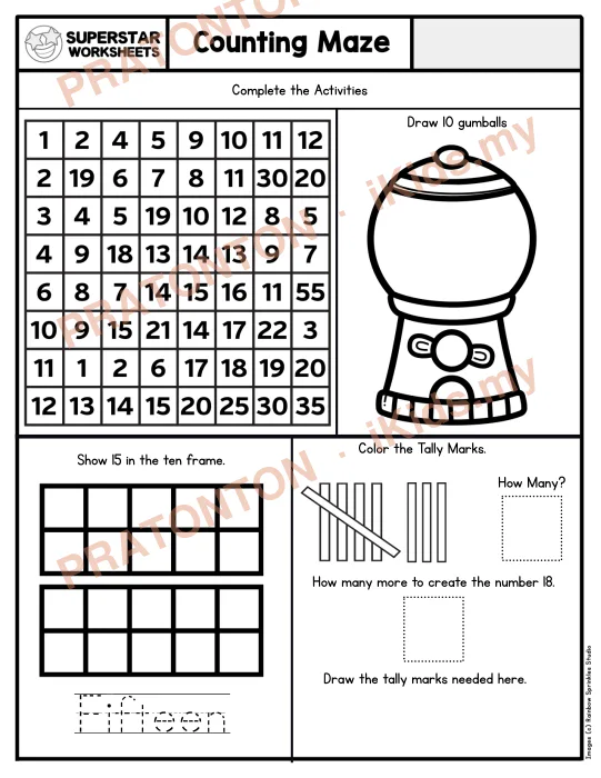 Pratonton muka 1 lembaran Latihan Matematik Tahun 1 — Matematik Tahun 1