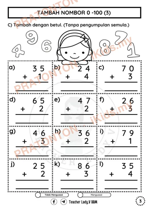 Pratonton muka 1 lembaran Latihan Matematik Tahun 1 — Matematik Tahun 1