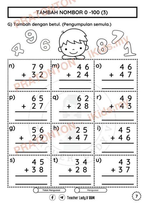 Pratonton muka 1 lembaran Latihan Matematik Tahun 1 — Matematik Tahun 1